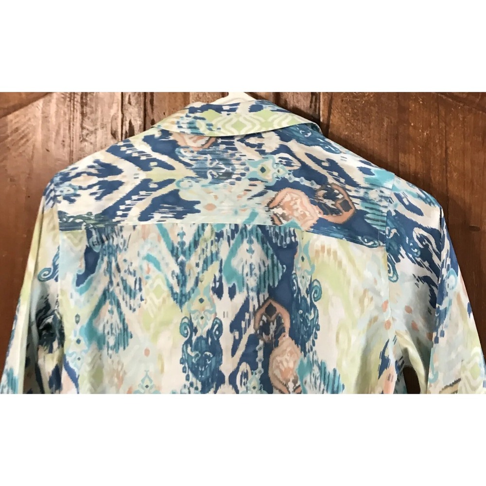 Chicos NO IRON Art To Wear Abstract Button Down Blouse EUC Sz 4/6 Petite - Picture 8 of 8